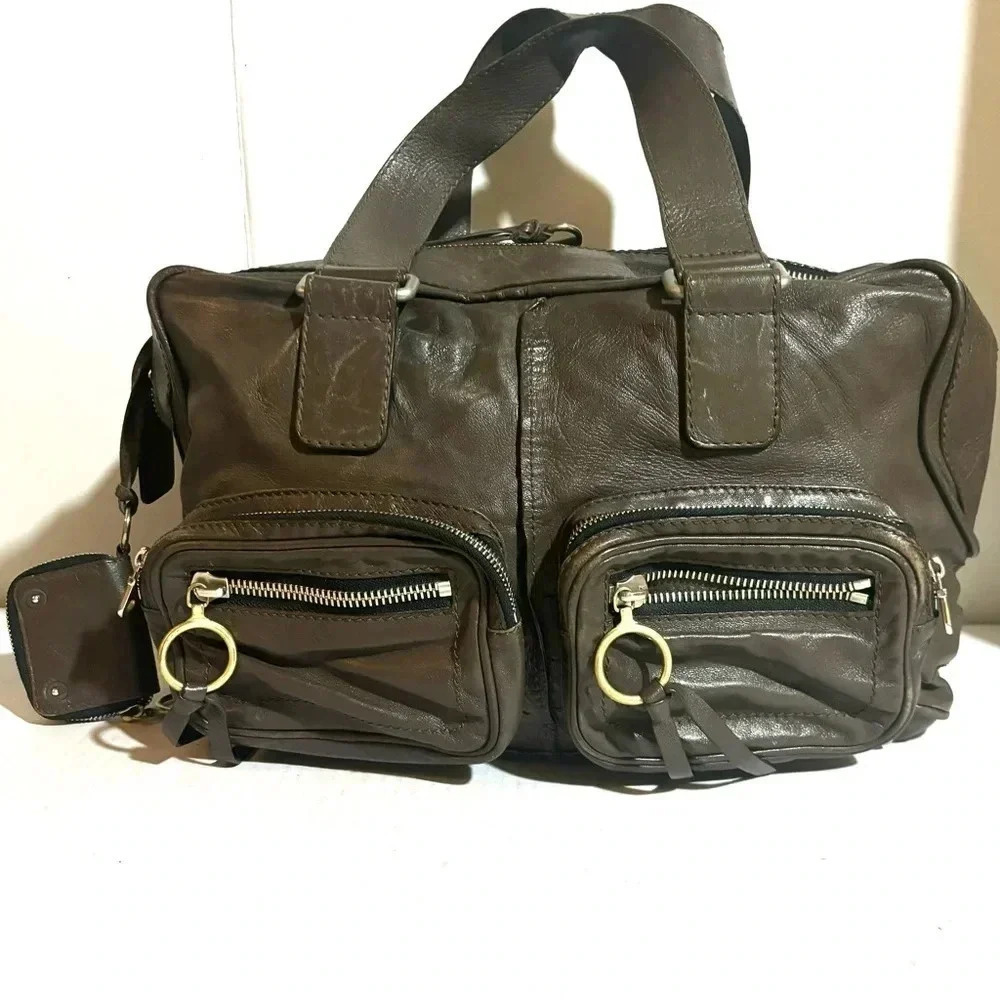 Chloe dark gray leather shoulder handbag